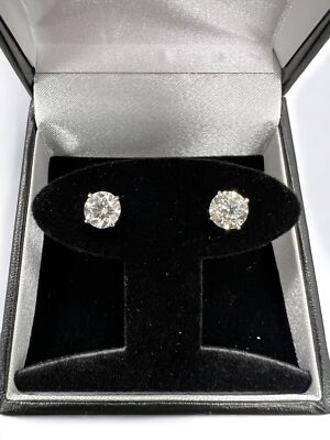 Atemberaubende GIA abgestufte natürliche runde Diamant 14K Korb Ohrstecker 2,65 cttw