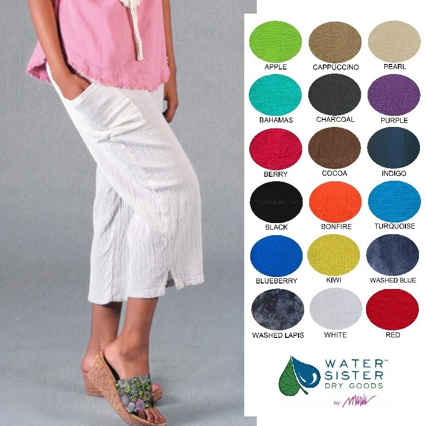 WATERSISTER Cotton Gauze BESSIE Crop Pant 1 (S/M) 2 (L/XL) 3 (1X+) Oh my COLORS