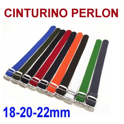 Cinturino orologio perlon nero blu rosso grigio arancione 18mm