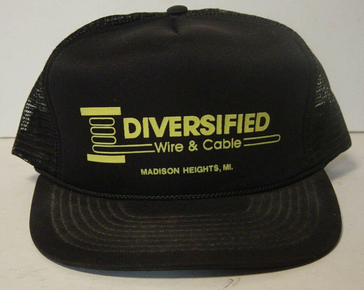 Diversified Wire Cable Cap Hat Black Yellow Vtg NOS New Trucker