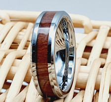 Tungsten Rings For Men with Koa Wood Inlay Women's Wedding Rings Wooden Rings