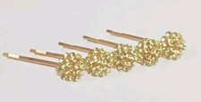 Womens Hair Pin with Rhinestone, Wedding Accessories, Bobby Pin 5pcs, Gold Color