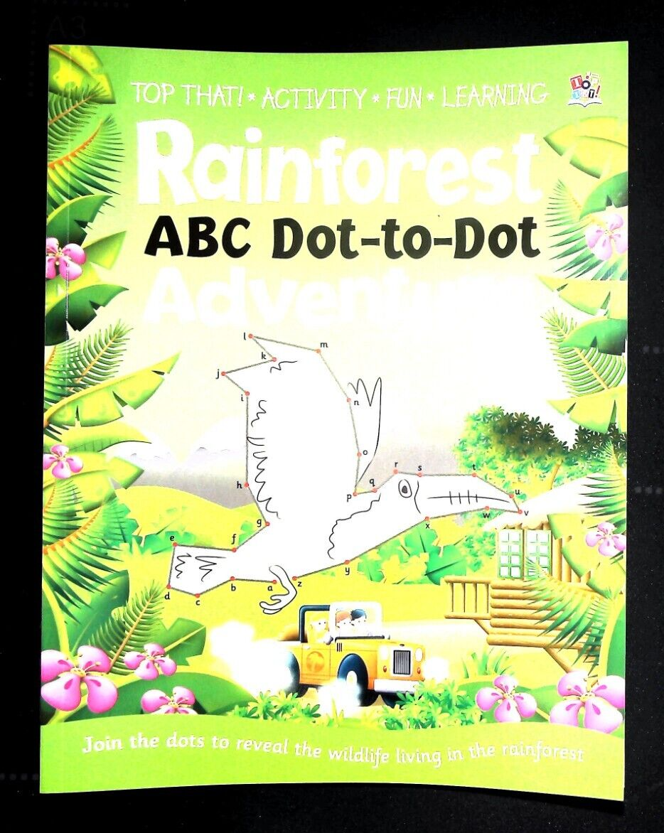 Dot to Dot Book Jungle Animal Rainforest ABC Children's Kids Colouring Quality