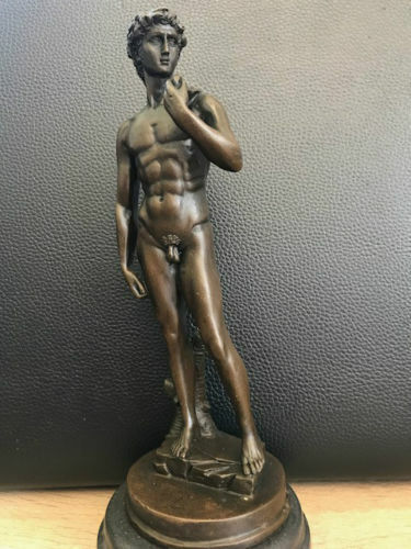 Echt Luxus Echt Bronze XL Skulptur Figur David Akt von Michel Angelo Neu GP:998€