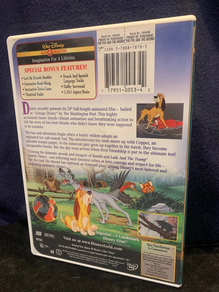 Walt Disney's THE FOX AND THE HOUND (DVD, 1981) *Walt Disney Gold Collection - Image 2 of 3