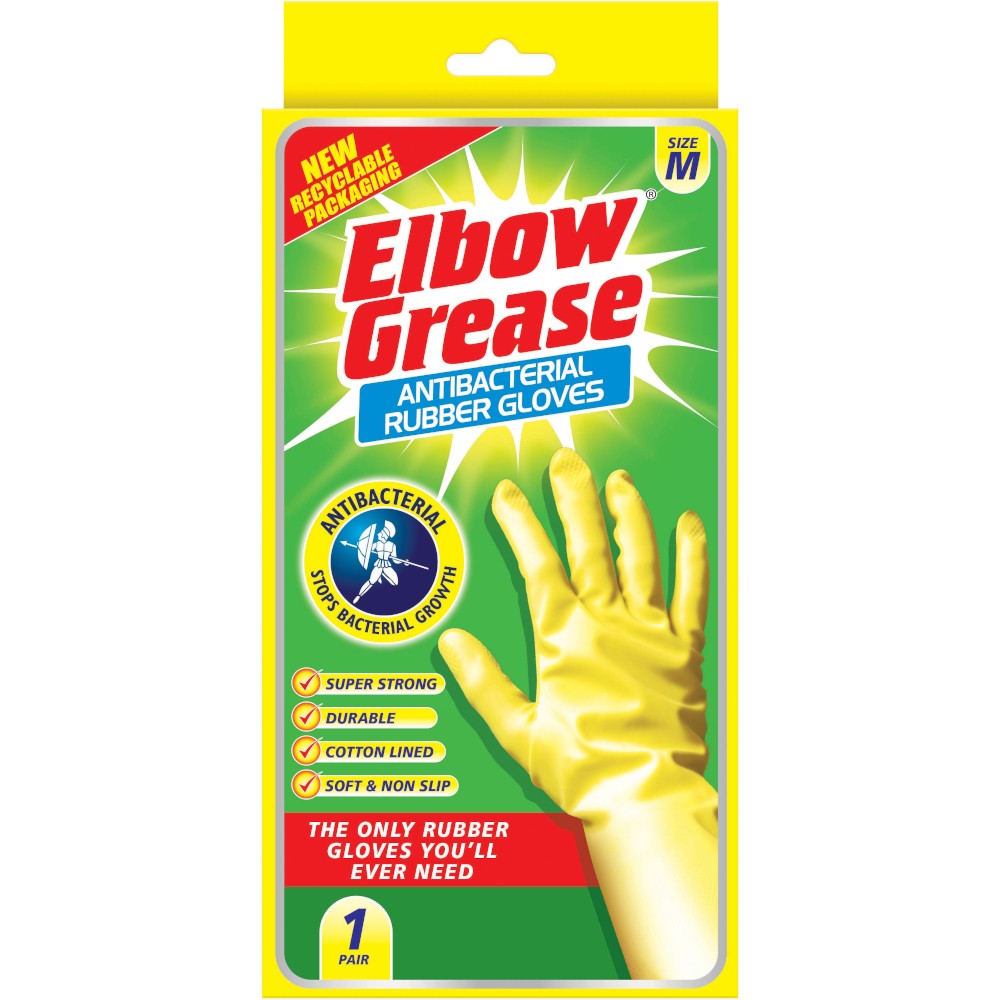 Elbow Grease Antibacterial Rubber Gloves Medium