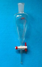 250ml 24/29 Glass Separatory Funnel Pear Shape PTFE Stopcock Straight Drop Tube