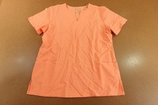 Mandala Womens Size Small Peach Short Sleeve 5 Pocket Notch Neck Scrub Top NWT