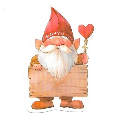 Gnome Sticker Blank Sign Heart Love Vinyl Die Cut Scrapbooking Journal Gift Cute