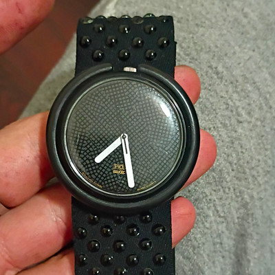 Swatch Pop Swiss Made Quartz Analog Black Dial Geometric Plastic Strap Watch