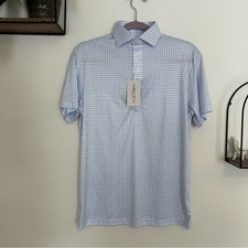 NEW Collars  Co Small Blue Check Short Sleeve Dress Collar Polo Shirt Small