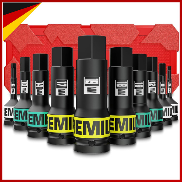 Innensechskant Schlagschrauber NüSse 1/2'' 10 Tlg 5-19Mm SteckschlüSsel Diy-image