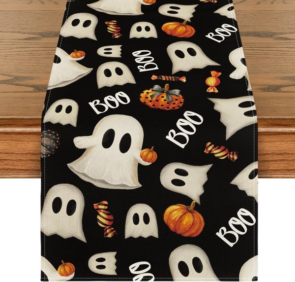 TischläUfer Halloween Boo KüRbisse Geist Schwarz 40X140 Cm Deko-image