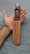 Vintage Original Bowie Knife 10.25  Fixed Blade w/ Leather Sheath Hunting