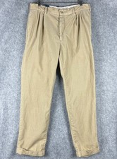 VTG Polo Ralph Lauren Corduroy Hammond Pants Mens 34x32 Beige Pleated Cuffed 90s