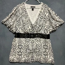 Lane Bryant Blouse Women Plus Size 18/20 Double Layer Feminine Black Widow Sheer