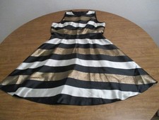TAHARI ARTHUR S LEVINE BLACK GOLD SILVER METALLIC SLEEVELESS DRESS SIZE 10