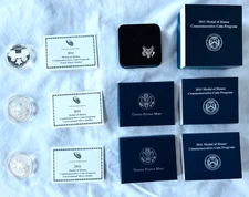 NEW LOT (3) 2011 S P US Mint Medal of Honor Comm Coins 90% SILVER $1 PROOF UNC