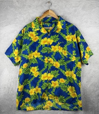 Vintage Hawaiihemd Herren Roundy Bay Hibiskus Blumen Aloha Hemd Surf Medium