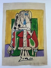 Pablo Picasso COA Art Painting Original Drawing Vintage Paper Signed