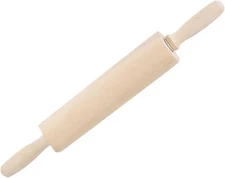 13.8" Wooden Rolling Pin – Rotating Dough Roller for Bread, Pizza & Cookies