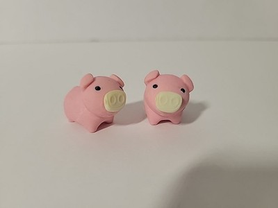 Miniature Pig Figures -Rubber Eraser- Farm Barn Yard -Set Of 2 