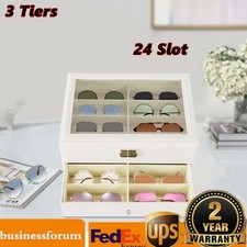 3 Tiers 24 Slot Glasses Case Sunglasses Box Display Eyeglasses Storage Organizer