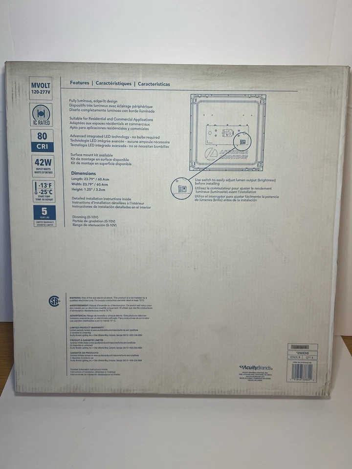 NEW Lithonia Lighting 2x2’ LED Flat Lamp , 42W, 4000k, Cool White,4400lumens - Image 2 of 4