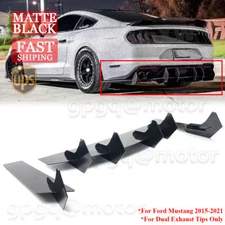 For Ford Mustang 15-2021 V2 Style Gloss Black Rear Diffuser & Rear Side Splitter