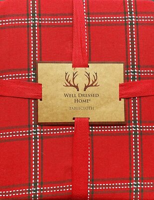 well dressed home christmas tablecloth Well Dressed Home Tablecloth Christmas Checked Plaid Pattern Red Green 60 x  84