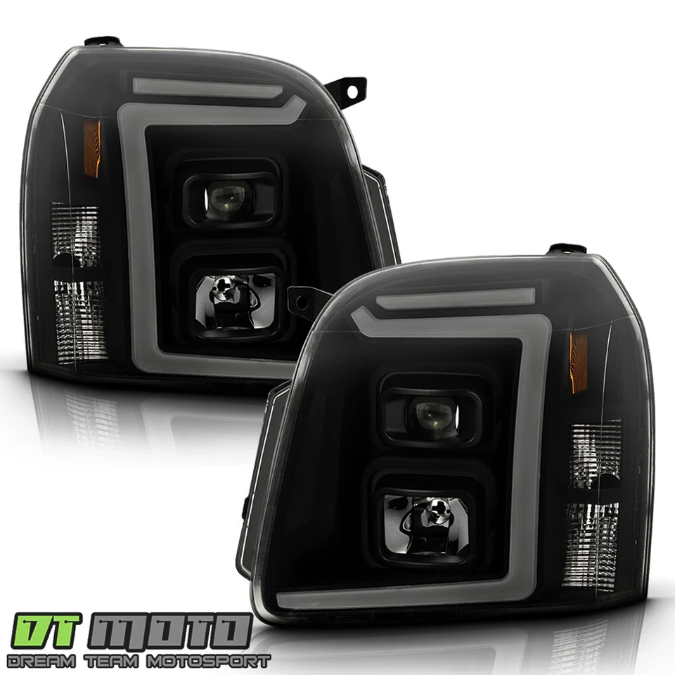 For 2007-2013 GMC Yukon Black Smoked LED Tube Projector Headlights Headlamps Set - Imagem 3 de 4