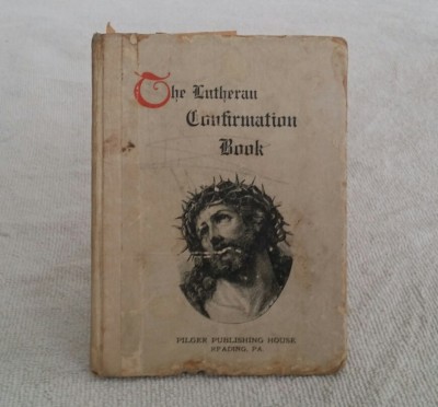 Vintage Lutheran Confirmation Book 1911 with Certificate 1913  and 1898  Penny 