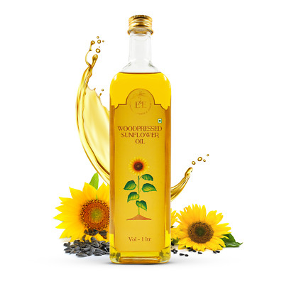Earth & Essentials Woodpressed Sunflower Oil (1000 ml) I Pure Cooking Oil 100%