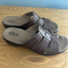 Clark  s Leather Sandals Women  s Size 6 Preloved Brown Style 81897