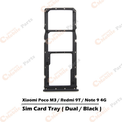 Xiaomi Poco M3 / Redmi 9T / Note 9 4G Sim Card Tray Holder ( Dual / Black )