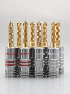 8PCS 24k Gold plated 4mm BFA Banana Plug HIFI Speaker Cable Audio Dual Screw