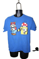 Vintage Super Mario Bros 3 Racoon 2002 Tee Blue Size M Mens T-Shirt Nintendo