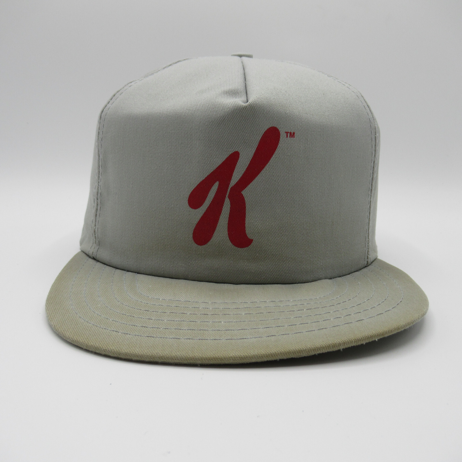 Vintage 1993 Kelloggs Brand Hat Cap Snap Back Gray Red Logo Cereal USA Made Mens