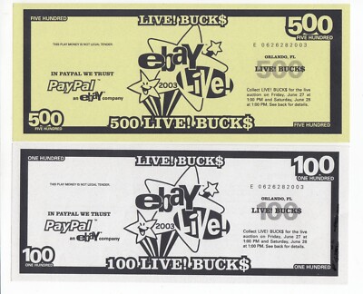 eBay Live 2003 Orlando Conference Bucks -$50, $100, $500