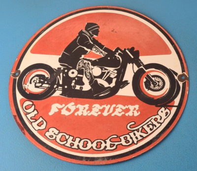 #ad #ad Vintage Old School Bikers Sign Motorcycle Gasoline Service Pump Porcelain Sign $143.47