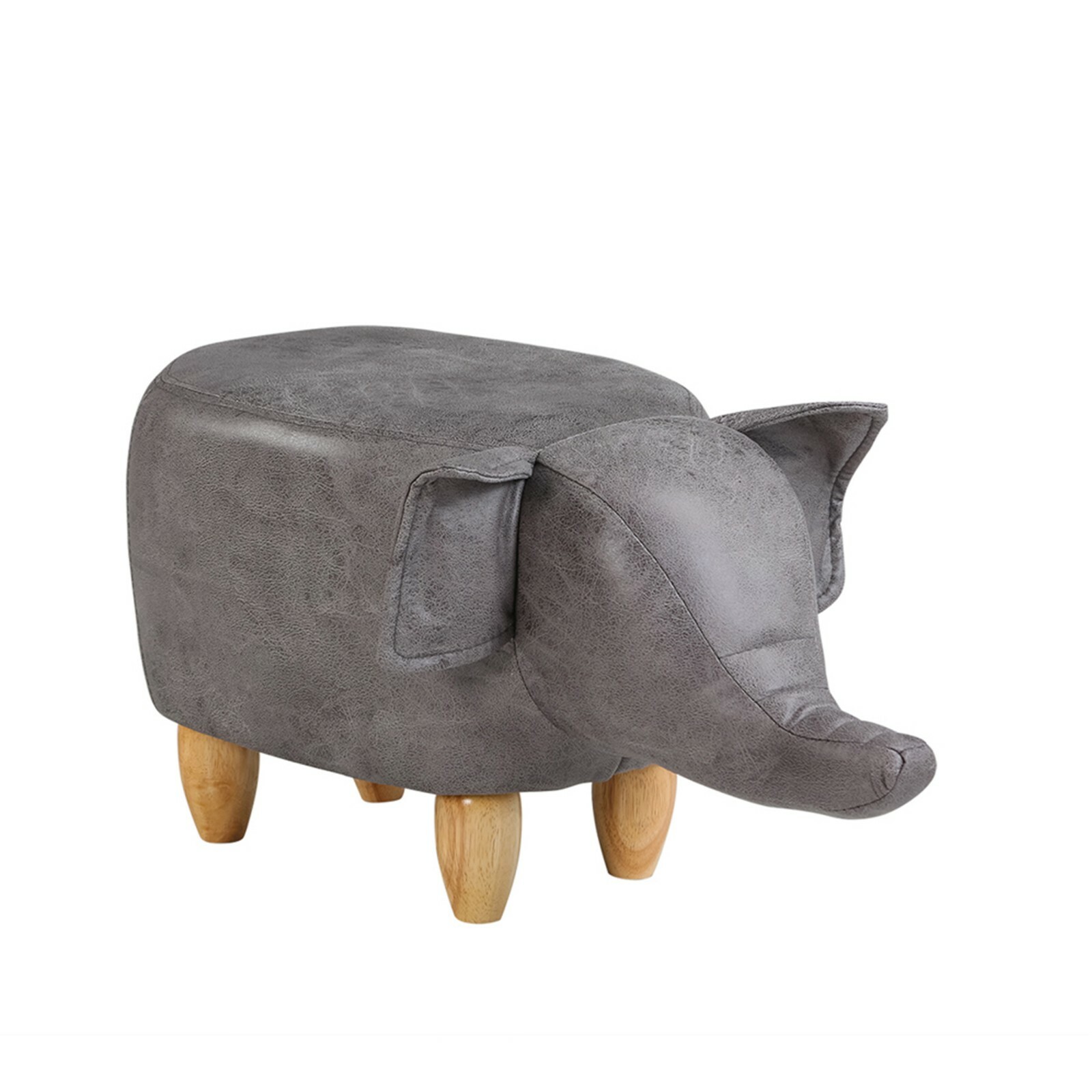 Grey Elephant Animal Footstool Faux Leather Ottoman Wood Legs Kids Adults Gift eBay
