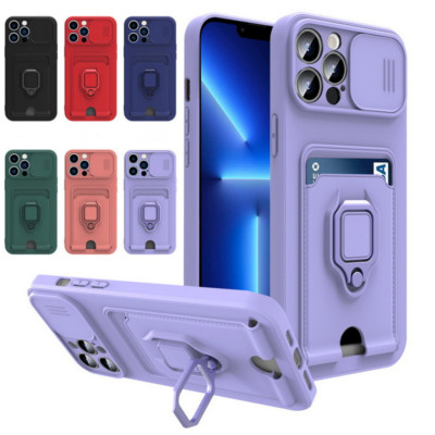 ShockProof Ring Holder Card Slot Case For iPhone 17 16 15 14 13 Pro Max 12 Cover