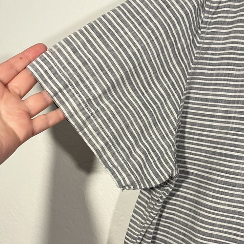 Grayers Button Up Shirt Men Size Large Gray White Striped Lightweight Breathable - Picture 3 of 11