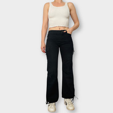 Y2K Black Low Rise Cargo Flare Pants