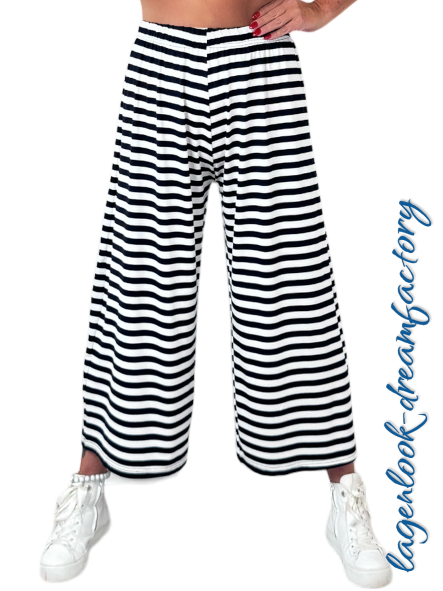 Pantalon Large Femme Myo Jersey - Bleu Marine Rayé - Tailles 42 à 52 - Neuf Avec étiquettes