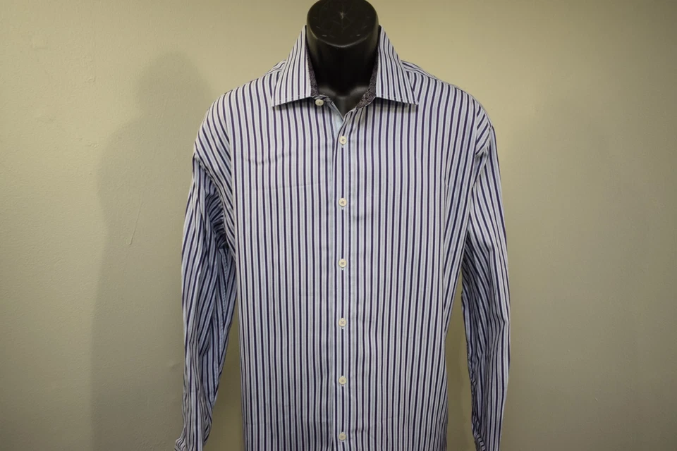 English Laundry Christopher Wicks Floral Puño Abatible Rayas Para Hombre 17.5 34/35 XL Foto 4 de 4