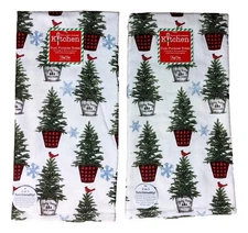 Set of 2 TREE FARM Potted Christmas Tree Terry Kitchen Towels by Kay Dee Designs
