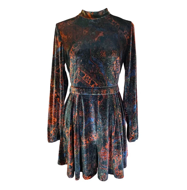 Free People - Red velvet printed Jumpsuit Romper Overall Size L NEW TikTok Y2k - Bild 2 von 4