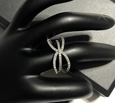 925 Solid Sterling Silver ring Triple Criss Cross Crossover