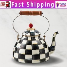 MacKenzie-Childs Courtly Check Tea Kettle 3 Quart, Stock US-No Import Fees